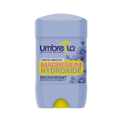 مام آمبرلا White+Smooth با منیزیم هیدروکساید، ضدبو قوی، روشنکننده زیر بغل، حاوی نارگیل و ویتامین E، بدون لک و مناسب مصرف روزانه